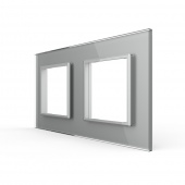 Рамка для розетки Livolo 2 поста, цвет серый, стекло