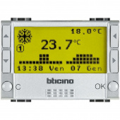 Bticino LivingLight Алюминий Термостат электронный недельный батарея 2х1,5V 3 мод