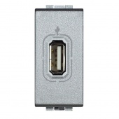 LivingLight Зарядка USB для мобильных устройств, размер 1 модуль, цвет алюминий