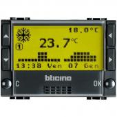 Bticino LivingLight Антрацит Термостат электронный программир 7прог/7 дней, 2х1,5V 3 мод