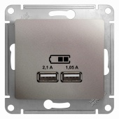 GLOSSA USB РОЗЕТКА A+A, 5В/2,1 А, 2х5В/1,05 А, механизм, ПЛАТИНА