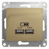 GLOSSA USB РОЗЕТКА A+A, 5В/2,1 А, 2х5В/1,05 А, механизм, ТИТАН