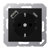 JUNG A Flow/A 550 Черный матовый Розетка с USB-зарядным устройством, тип A+С, SCHUKO